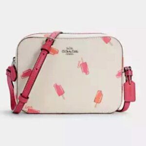 Coach Cream Crossbody Bag with Pink and Orange Popsicle Print